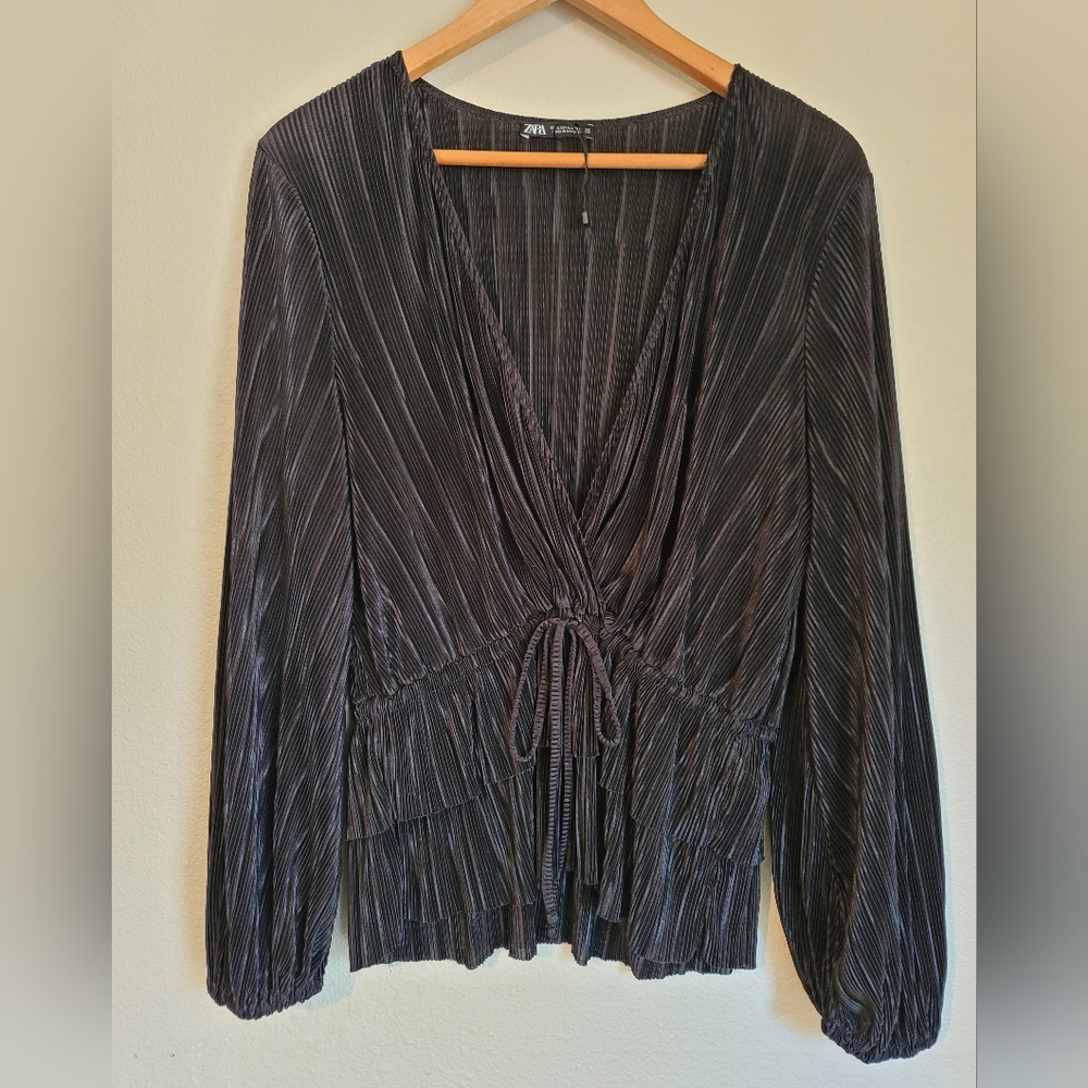 Zara Black Pleated Women's Top